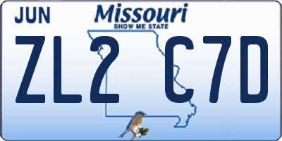 MO license plate ZL2C7D