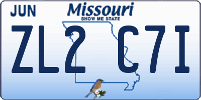 MO license plate ZL2C7I