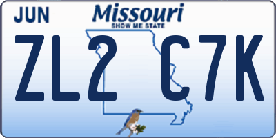 MO license plate ZL2C7K