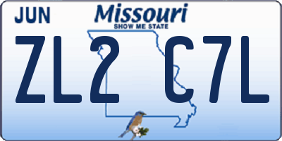 MO license plate ZL2C7L