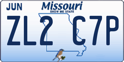 MO license plate ZL2C7P