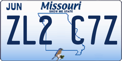 MO license plate ZL2C7Z