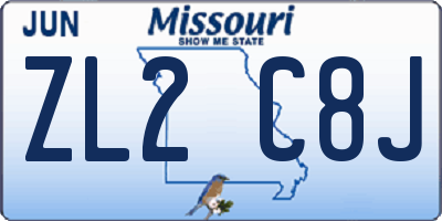 MO license plate ZL2C8J