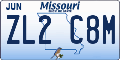 MO license plate ZL2C8M