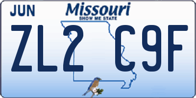 MO license plate ZL2C9F