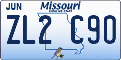 MO license plate ZL2C9O