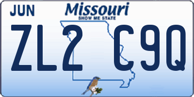 MO license plate ZL2C9Q
