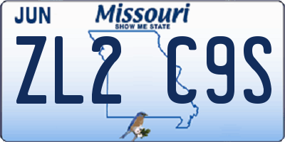 MO license plate ZL2C9S