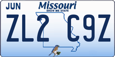 MO license plate ZL2C9Z