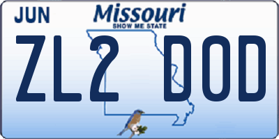 MO license plate ZL2D0D