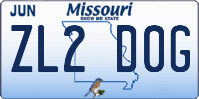 MO license plate ZL2D0G
