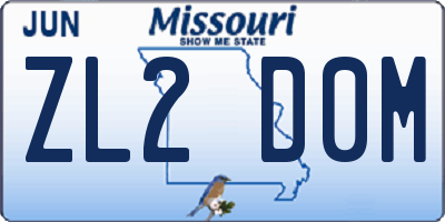 MO license plate ZL2D0M