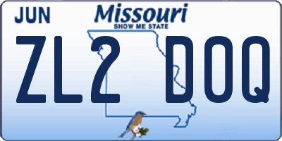 MO license plate ZL2D0Q