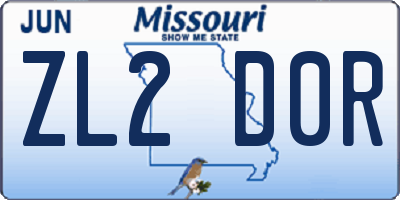 MO license plate ZL2D0R