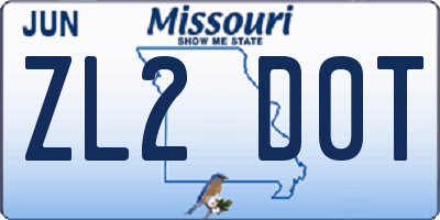 MO license plate ZL2D0T