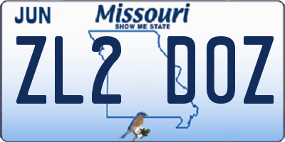 MO license plate ZL2D0Z