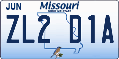 MO license plate ZL2D1A