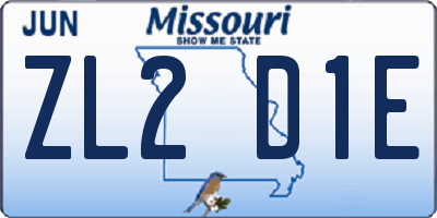 MO license plate ZL2D1E