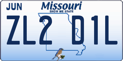 MO license plate ZL2D1L