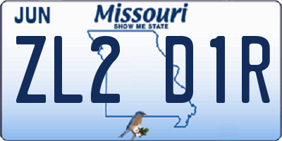 MO license plate ZL2D1R