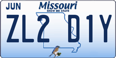 MO license plate ZL2D1Y