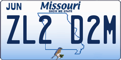 MO license plate ZL2D2M