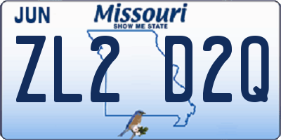 MO license plate ZL2D2Q