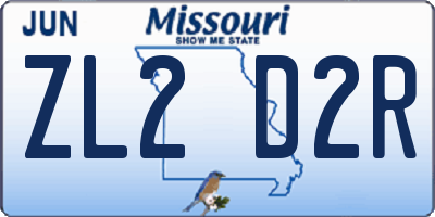 MO license plate ZL2D2R