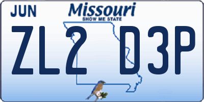 MO license plate ZL2D3P