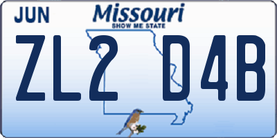 MO license plate ZL2D4B
