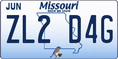 MO license plate ZL2D4G