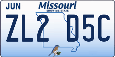 MO license plate ZL2D5C