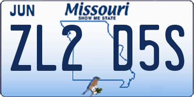MO license plate ZL2D5S