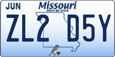 MO license plate ZL2D5Y