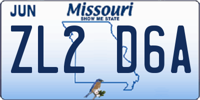MO license plate ZL2D6A