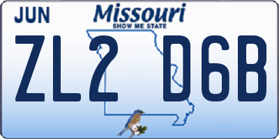 MO license plate ZL2D6B