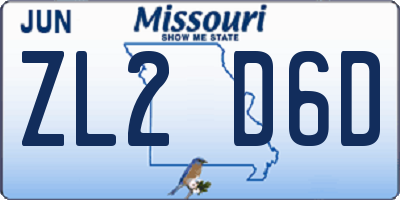 MO license plate ZL2D6D