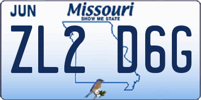 MO license plate ZL2D6G