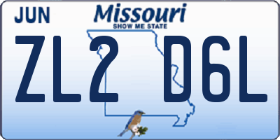 MO license plate ZL2D6L
