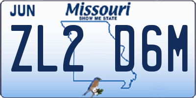 MO license plate ZL2D6M