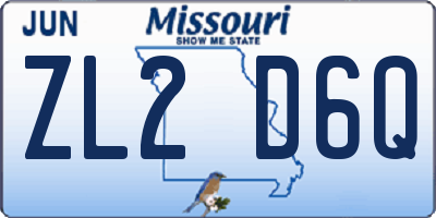 MO license plate ZL2D6Q