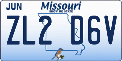 MO license plate ZL2D6V