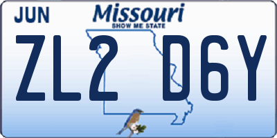 MO license plate ZL2D6Y