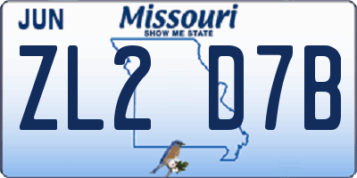 MO license plate ZL2D7B