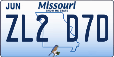 MO license plate ZL2D7D