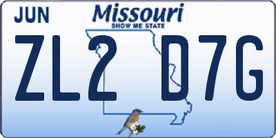 MO license plate ZL2D7G