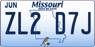 MO license plate ZL2D7J