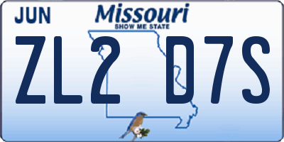 MO license plate ZL2D7S