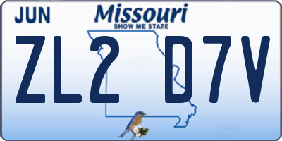 MO license plate ZL2D7V