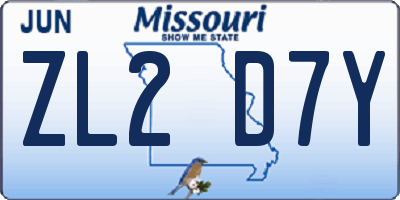 MO license plate ZL2D7Y